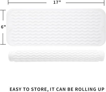 MicoYang Silicone Dish Drying Mat for Multiple Usage,Easy clean,Eco-friendly,Heat-resistant Silicone Mat for Kitchen Counter,Sink,Bar,Bottle,or Cup Translucent M 17 inches x 6 inches - Image 2