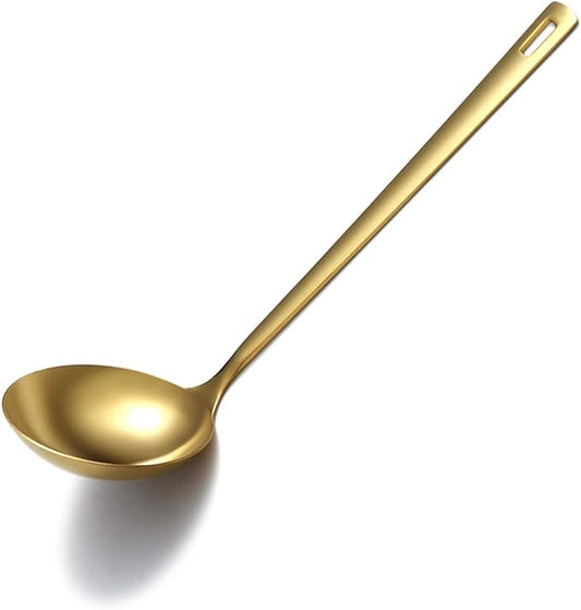 Gold Ladle, Berglander Stainless Steel Kitchen Ladle With Titainium Gold Plating, Soup Ladle, Cooking Ladle, Metal Soup Spoon For Cooking, Dishwasher Safe, Easy to Clean by Berglander