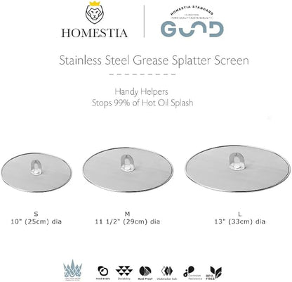 Homestia Splatter Screen for Kitchen, Stainless Steel Fine Mesh Splatter Screen for Frying Pan, 10, 13 Inch Grease Splatter Guard with Fold Flat Knob (2 Pieces) - Image 9