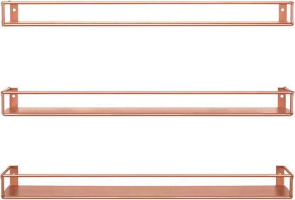 MyGift Modern Copper Metal Wall Mounted Display Racks, Set of 3