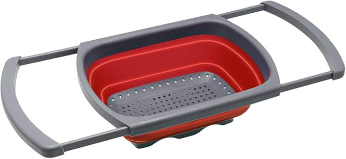 Qimh Colander Collapsible, Over The Sink Veggies/Fruit 6-Quart Strainers and Colanders with Extendable Handles, Folding Strainer for Kitchen - Image 8