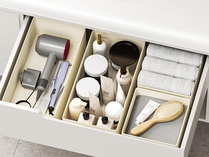DIMJ Drawer Organizers Clothes, Set of 10 Dresser Organizer Bins, Fabric Closet Organizers and Storage, Shallow Drawer Dividers for Nursery, Clothing, Baby Clothes, Socks, Underwears, Tie (Beige) - Image 7
