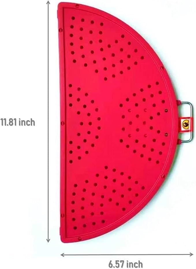 Foldable Silicone Splatter Screen, Bi-Fold Multifunction Shield for Frying Pan 11 3/4-Inch, Red - Image 4