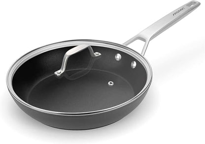 MsMk 12 Inch Nonstick Frying Pan with Lid, Titanium and Ceramic Nonstick skillet with lid, PFOA Free, Non-Toxic, Stay-Cool Handle, Scratch-resistant, Dishwasher Safe, Oven Safe to 700°F