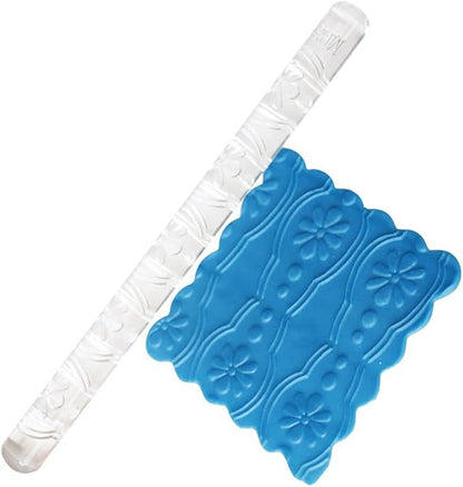 Rengue Acrylic Rolling Pin with 28 Patterns, Compliant Material, Comfortable Grip, 16 X 1 Cm, Lightweight for Dough and Pastry Acrylic Rolling Pin with 28 Patterns, Nan Kitchen (#8)