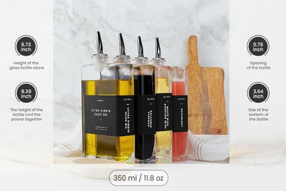 Molimoli Olive Oil Dispenser Bottle for Kitchen, Automatic Pourer, Glass Dispenser for Kitchen, Olive Oil Cruet, | Set of 4 - Black - Image 3