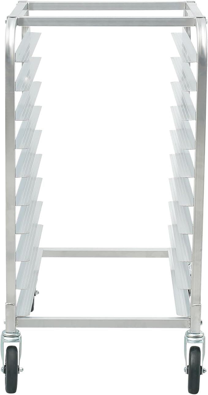 VEVOR 10-Tier Bun Pan Rack, Aluminum Racking Trolley Storage with Brake Wheels, Commercial Bakery Racks for Half & Full Sheet, Speed Rack For Kitchen Home, Bread Baking Equipment, 26"L x 20.3"W x 39"H - Image 10