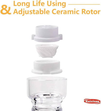 salt and pepper grinder mill set refillable large,the best transparent acrylic grinders for whole peppercorn and himalayan salt - Image 5