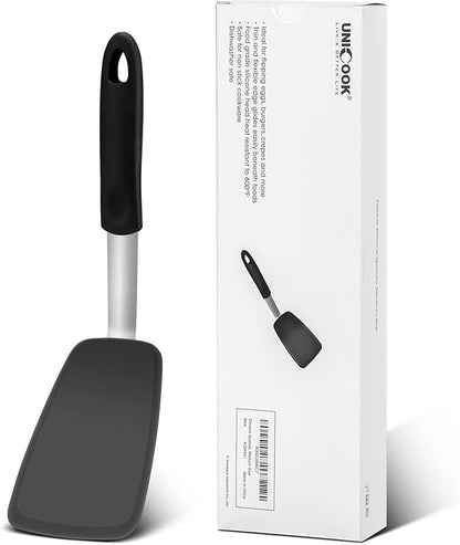 Unicook Flexible Silicone Spatula, 600°F Heat Resistant Silicone Turner for Nonstick Cookware, Essential Kitchen Cooking Utensil, Ideal for Flipping Eggs, Pancake, Burgers, Crepes and More, Medium by UNICOOK