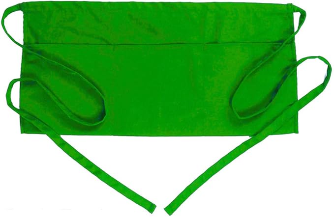 BOHARERS Waist Apron with 3 Pockets - Green Waitress Waiter Server Short Apron by BOHARERS