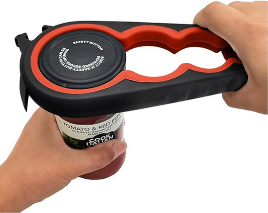 Otstar Jar Opener Bottle Opener and Can Opener for Weak hands, Seniors with Arthritis and Anyone with Low Strength, Mutil Jar Opener Get Lids Off Easily (Black and Red) by Otstar