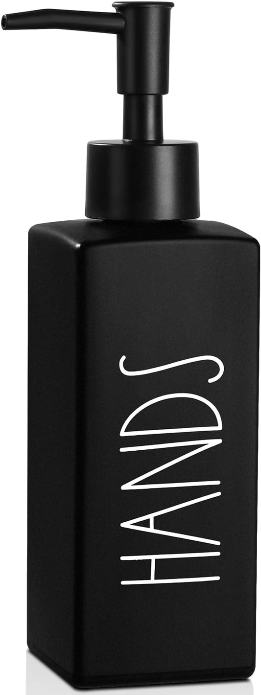 Hand Soap Dispenser, Matte Black Soap Dispenser for Bathroom, Glass Hands Liquid Dispenser with Pump, Farmhouse Soap Bottle Dispenser, Refillable Soap Bottle for Bathroom Decor, 12.3fl oz by RACOBOT