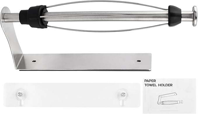 Magnetic Paper Towel Holder with Adjustable Damping - One Hand Tear, No Drill Adhesive Mount, Strong Magnet for Kitchen, Fridge, RV, Garage, Grill (Color:Silver)