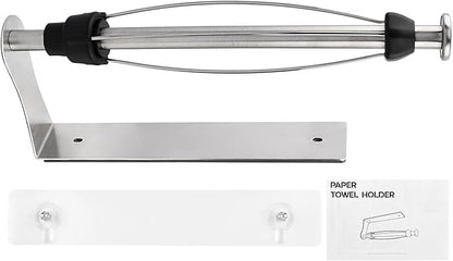 Magnetic Paper Towel Holder with Adjustable Damping - One Hand Tear, No Drill Adhesive Mount, Strong Magnet for Kitchen, Fridge, RV, Garage, Grill (Color:Silver)