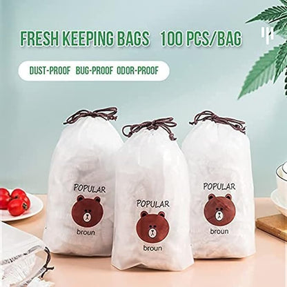 Fresh Keeping Bags, Plastic Sealing Bags Food Cover, Universal Kitchen Wrap Seal Fresh Keeping Caps Fresh Keeping Bags Covers,Plastic Stretchable Food Covers for Leftover And Meal Prep (100PCS) - Image 2