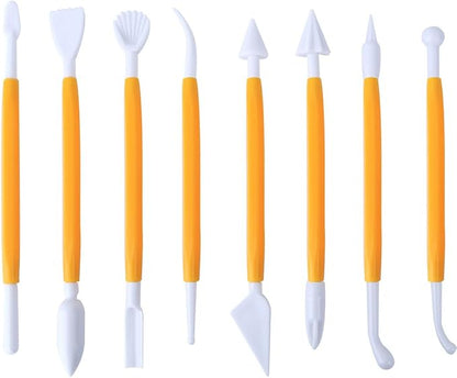 ScivoKaval Marshmallow Fondant Cake Decorating Hand Tool 12 Pcs 5 Sets Sugar craft Gum paste Icing Smoother Rolling Pin Trimmer Cutter Embosser Flower Scissor Modelling Accessories Supplies Kit Yellow - Image 2