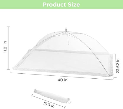 2 Pack Extra Large Mesh Food Covers for Outside (40 x 24 in) Collapsible and Reusable Food Tents Food Covers for Outdoors Picnic, BBQ, Camping, Party Supplies