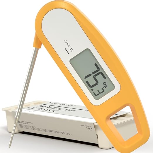 Lavatools Javelin® Ultra-Fast 3-Second Digital Instant Read Meat Thermometer for Grill and Cooking, 2.75" Probe, Compact Foldable Design, Large Display, IP65 Water Resistant, NSF Certified – Butter by Lavatools