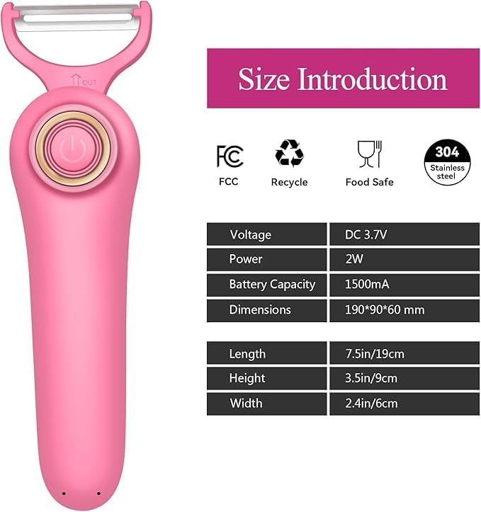 3-in-1 Electric Peeler | Auto Blade for Fruits/Vegetables | 3 Interchangeable Blades | Type-C Charging,Battery Capacity 1500 mAh | Kitchen, Travel, Camping - Image 2