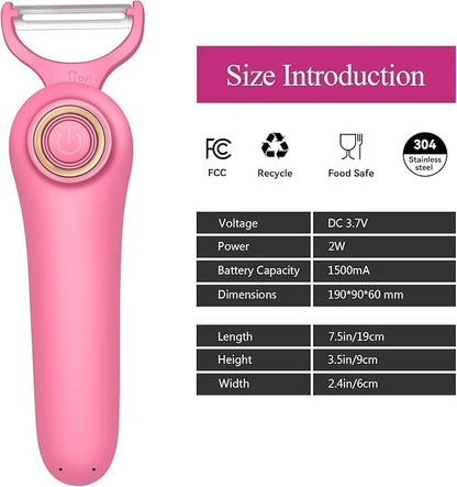 3-in-1 Electric Peeler | Auto Blade for Fruits/Vegetables | 3 Interchangeable Blades | Type-C Charging,Battery Capacity 1500 mAh | Kitchen, Travel, Camping - Image 2
