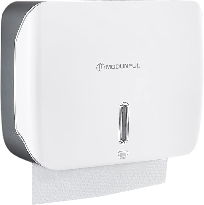 Paper Towel Dispenser Wall Mount: No Drill Adhesive Z-fold Multifold Paper Towel Dispenser, Compact Design for Family Bathrooms & Small Spaces, Locking Feature by modunfulbathroom