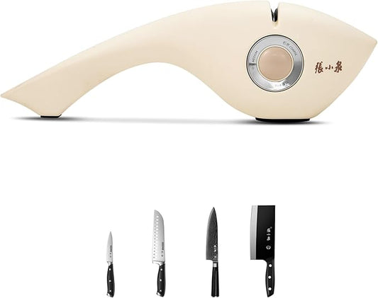 3-Stage Manual Knife Sharpener with Diamond & Ceramic for Repairs, Restores, Polishes Blades Ergonomic Grip & Non-Slip Base for Kitchen