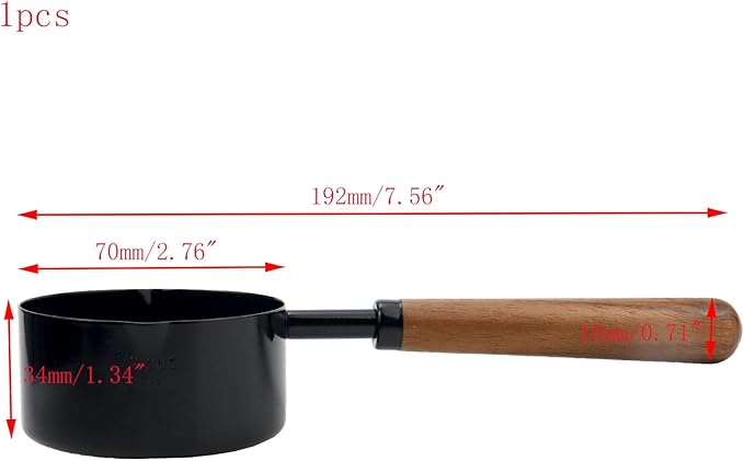 1pcs 1/2 Cup Measuring Cup with Wooden Handle Stainless Steel Measuring Scoop 125ml Measuring Spoon Black 1/2 Measuring Cups for Baking Cooking Wet and Dry Ingredients (125ml) - Image 3
