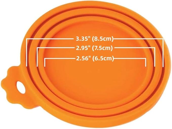 MoPawKT- Pet Food Can Covers, Silicone Can Lids for Cat/Dog Food Cans, Universal Sizes for 3 oz, 5.5 oz, 6.5 oz, 13 oz, 13.2 oz Standard Pet Food Cans, BPA Free, Reusable (set of 2 in Blue&Orange)