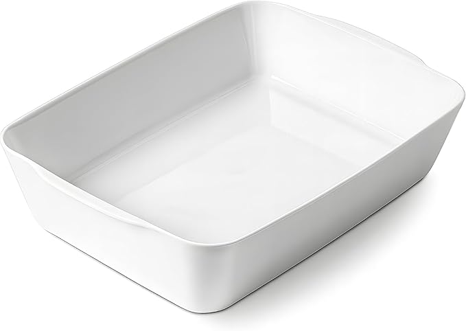 HOMBENE 4.2 QT Deep Ceramic Baking Dish, White Casserole Dish, Lasagna Pan for Oven, Ceramic Baking Pan, Kitchen Decor, Microwave Oven Safe, Dinner, Wedding (10" x 13.9") by HOMBENE