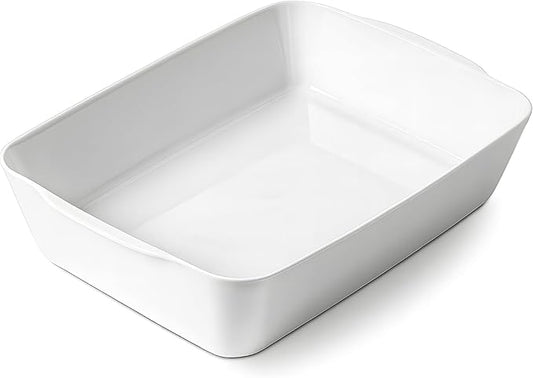 HOMBENE 4.2 QT Deep Ceramic Baking Dish, White Casserole Dish, Lasagna Pan for Oven, Ceramic Baking Pan, Kitchen Decor, Microwave Oven Safe, Dinner, Wedding (10" x 13.9") by HOMBENE