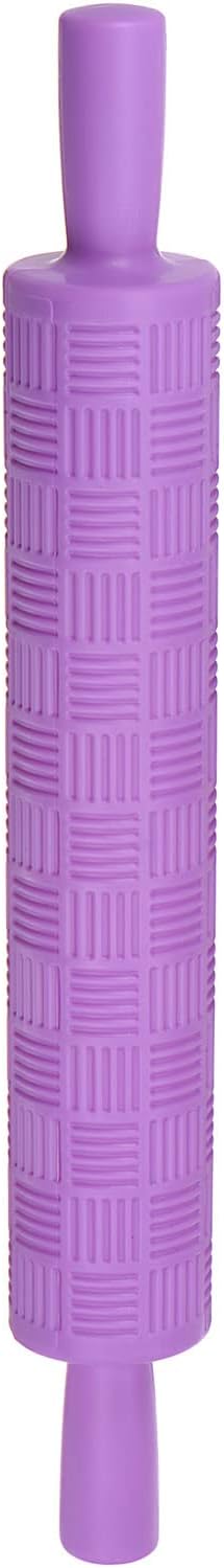 HARFINGTON Pattern Embossed Rolling Pin 14.57" x 1.97" Strip 3D Pattern PP Plastic Non-Stick Embossing Textured Rolling Pins for Baking Cookie Fondant Pastry Clay Dough, Purple