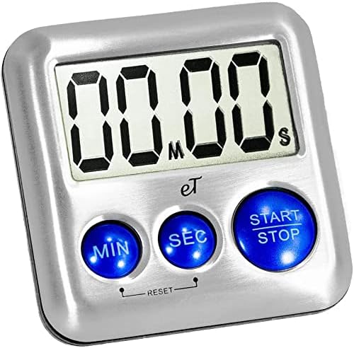 Elegant Digital Kitchen Timer Stainless Steel - Strong Magnetic Back - Kickstand - Loud Alarm - Large Display - Auto Memory - Auto Shut-Off - Model eT-24 (Plumberry 6-Pack) by eTradewinds - Image 2