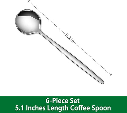 5.1 Inches Stainless Steel Coffee & Tea Spoon,6-Piece Cute Mini Spoons For Dessert,Small Espresso Spoons For Dessert,Cute Tiny Spoon - Image 2