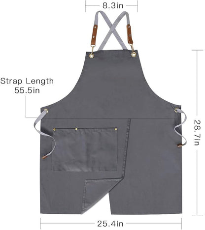 Mignongirl Crossback Apron with Pockets x2,Split Apron with Adjustable Straps,M-XXL - Image 8