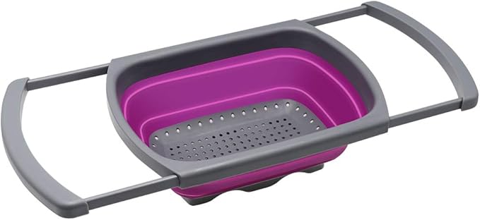Qimh Collapsible Colander, Kitchen Colander Set Over Sink Strainer Veggies/Fruit Colanders Strainers with Extendable Handles, Dishwasher Safe Folding Strainer for Kitchen, 6-Quart, BPA Free - Image 6