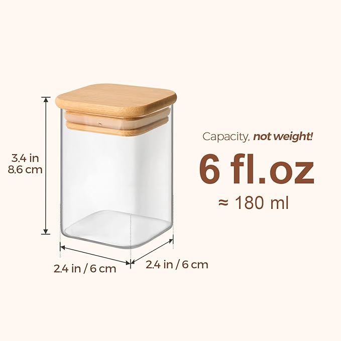 ComSaf Spice Jars with Labels 6 oz 12Pack, Small Spice Containers Starter Set, Glass Seasoning Jars with Lids, Square Seasoning Containers for Salt, Pepper, Chili Powder, Sugar, Ginger Ground, Cumin - Image 3