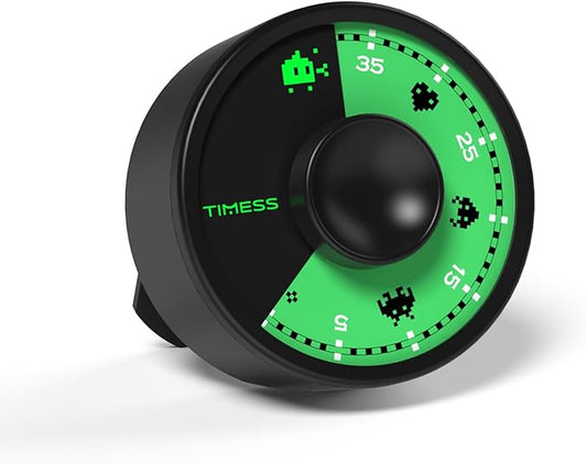 60-Minute Visual Timer, Twist to Set, Loud Battery-Powered Alarm, Minimalist Rotary Countdown Dial for Office, Study, Work & Home Time Management (Black)