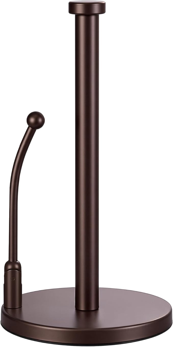 SMARTAKE Paper Towel Holder, Paper Towel Dispenser Standing Weighted Base Non Slip, Spring Arm for Easy Tear, Stainless Steel Paper Towel Holder for Home Kitchen Countertop Tabletop, Bronze by SMARTAKE