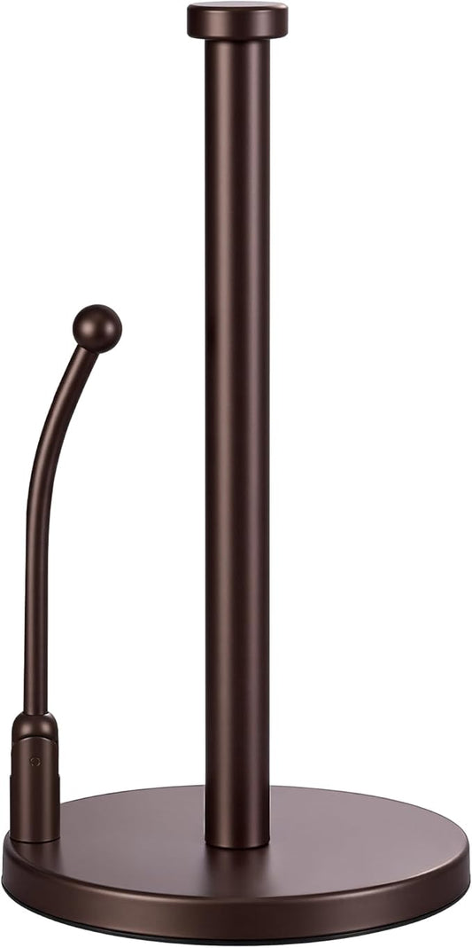 SMARTAKE Paper Towel Holder, Paper Towel Dispenser Standing Weighted Base Non Slip, Spring Arm for Easy Tear, Stainless Steel Paper Towel Holder for Home Kitchen Countertop Tabletop, Bronze by SMARTAKE