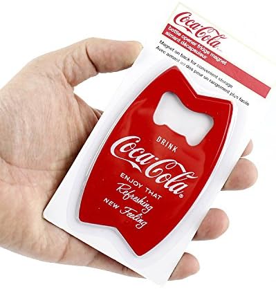 Tablecraft Stainless Steel Coca-Cola Bottle Opener Fridge Magnet, Red