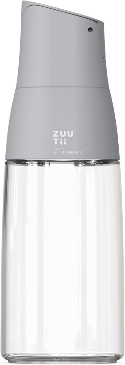 Zuutii Olive Oil Dispenser Bottle - Drip Free Spout for Kitchen, Glass, Cooking Oil & Vinegar, Light Gray