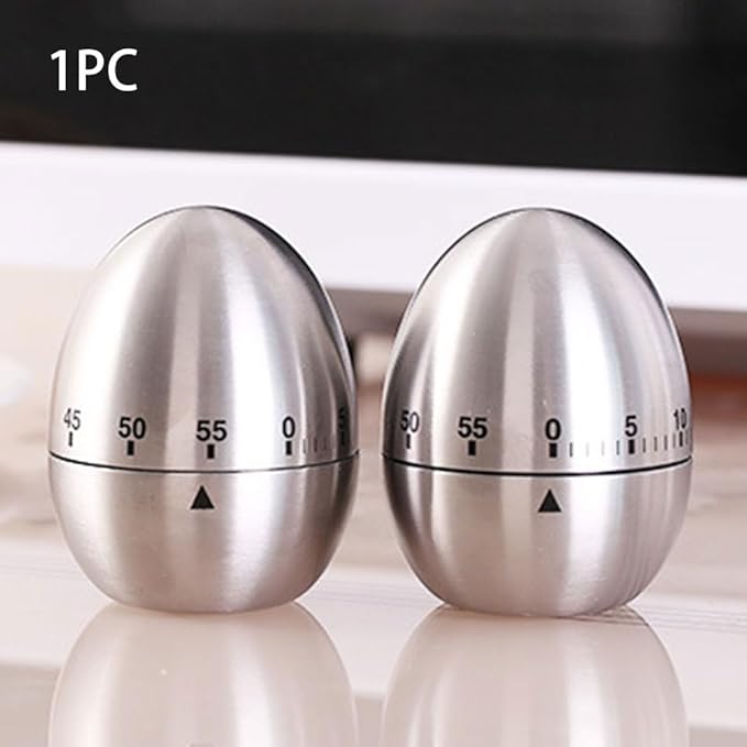 Kitchen Timer for Cooking, Egg Kitchen Timer Stainless Steel Mechanical Rotating Alarm 60 Minutes Count Down Time Clock for Cooking Learning(Color:Silver)