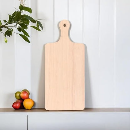 LZMS 4 Packs 18" x 8" Wood Serving Boards Set | Unfinished Wood Crafts with Handle | Wooden Cutting Boards Bulk for Charcuterie,Cheese,Meat,Bread,Vegetabes & Fruits