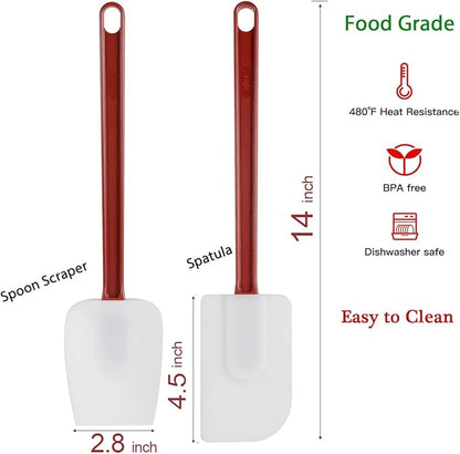 Silicone Rubber Spatula and Spoon Set of 3, High Heat Spatula, Commercial Size (14 Inches) - Image 7