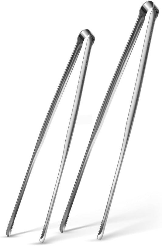 Precision Serrated Non-Slip Tips Cooking Tongs 2 pcs (9" &11"), Stainless Steel Kitchen Tweezer Tongs, Cooking Tweezers Stainless Steel for Grilling, Frying, and Oven