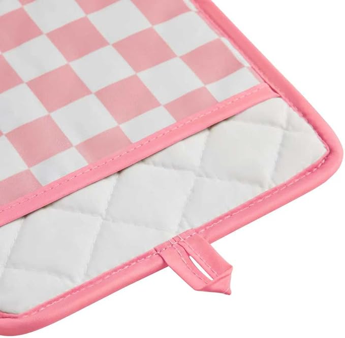 Ohocut Pink Checkered Pot Holder, Checkerboard Potholders for Kitchen, Silicone Pot Holders with Pocket for Kitchen Clearance 2 Pack Set, Hot Pads and Oven Mitts for Cooking Baking - Image 5