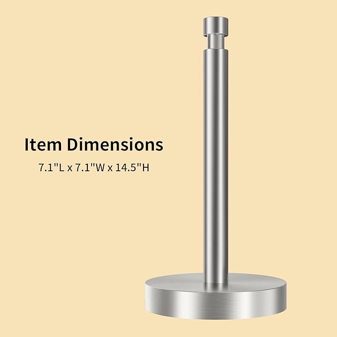 YUMORE Paper Towel Holder Countertop, Counter Paper Towel Holder with Weighted Base Non Slip, Standing Paper Towel Roll Holder for Modern Kitchen Bathroom, Stainles Steel (Brushed Nickel) - Image 8