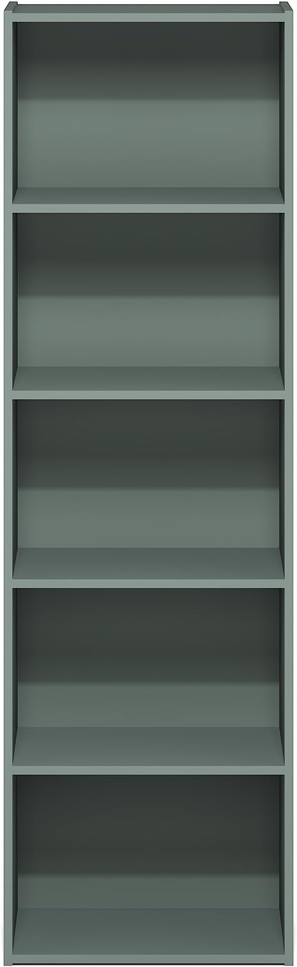 Furinno LUDER Book Shelf, 5-Tier Bookshelf, Bookcase with Open Shelves, 9.4 x 15.8 x 52, Easy Assembly, for Living Room, Bedroom, Home Office, Sage Green - Image 7