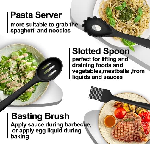 43 Pcs AIKKIL Kitchen Utensils Set, Heat Resistant Silicone Cooking Kitchen Utensils Set with Holder, Spoon, Spatula, Kitchen Gadgets Tools Set For Nonstick Cookware, Dishwasher(BPA Free, Black) - Image 3