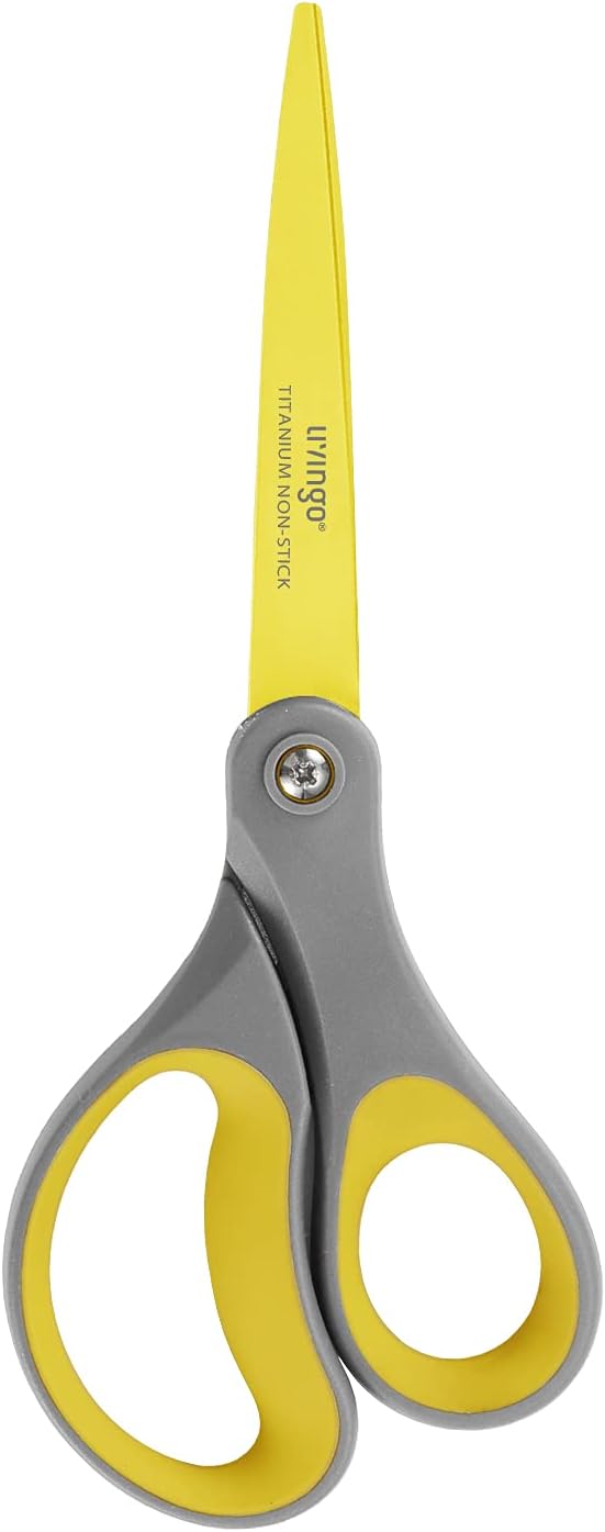 LIVINGO 8" 2 Pack Scissors, Titanium Coated Sharp Stainless Steel Non-stick Scissors All Purpose, Comfort Grip Handles Shears for Office Home Supplies Crafting DIY Cutting Tape Adhesive General Use - Image 5